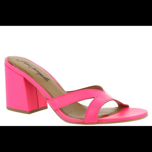 bright pink block heel shoes